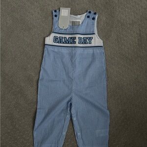 Blue Gingham 'Game Day' Kids Overalls